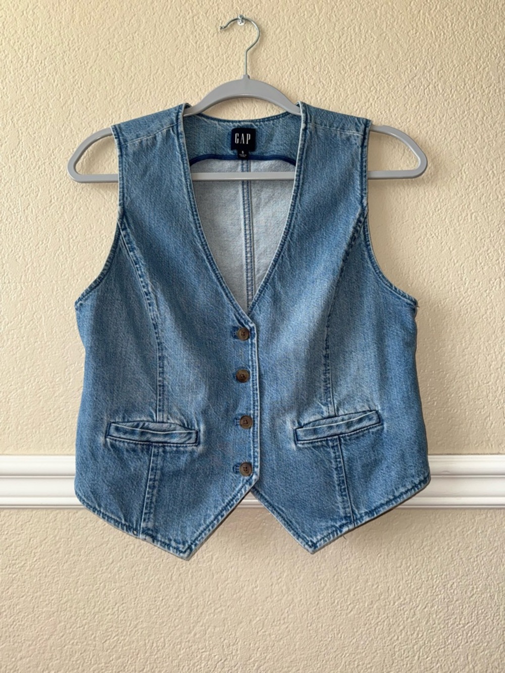 GAP 100% Cotton Denim Jean Vest Button Front Small